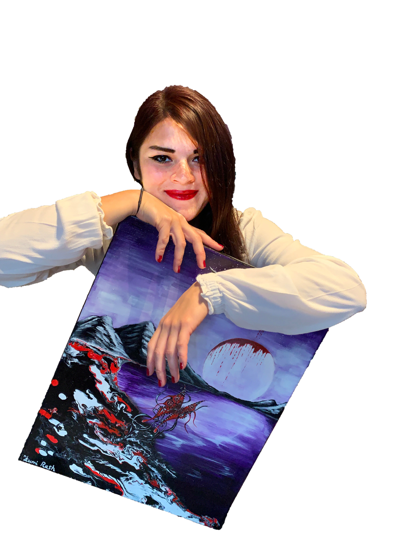 Zumi Rash with her painting